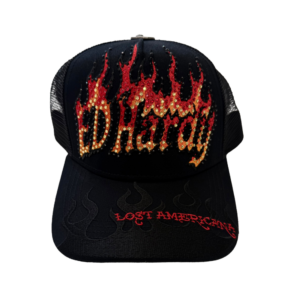 flame logo rhinestone trucker hat