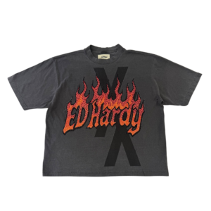 flames shadow rhinestone boxy tee